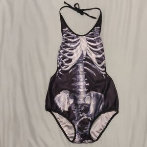 Skeleton halter bodysuit
